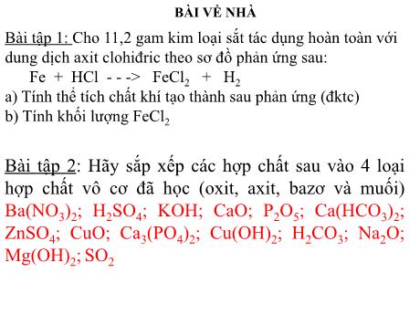 Bài giảng Hóa học 9 - Tiết 4, Bài 2: Một số oxit quan trọng (tiết 1)