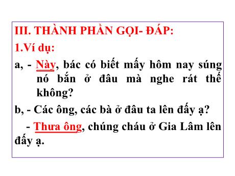 Bài giảng Ngữ văn 9 - Tiết 104: Các thành phần biệt lập