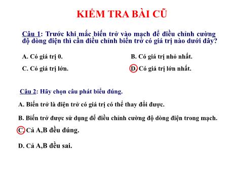 Bài giảng Vật lí 9 - Công suất điện