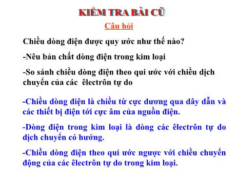 Bài giảng Vật lí 9 - Tiết 21, Chủ đề: Các tác dụng của dòng điện