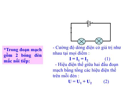 Bài giảng Vật lí 9 - Tiết 4: Đoạn mạch mắc nối tiếp