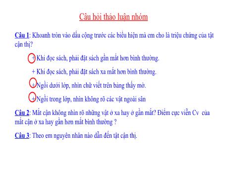 Bài giảng Vật lí 9 - Tiết 45: Mắt cận và mắt lão