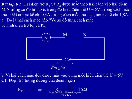 Bài giảng Vật lí 9 - Tiết 7, Bài 7: Sự phụ thuộc của điện trở vào chiều dài dây dẫn