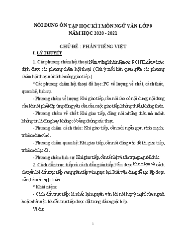 Đề cương ôn tập tiếng Việt 9