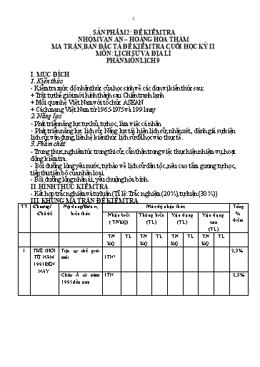 Đề kiểm tra cuối học kì 2 môn Lịch sử 9 - Trường THCS Vạn An (Có đáp án)