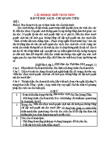Ôn tập Ngữ văn 9 - đọc hiểu VBND - VHNN