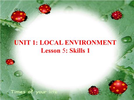 Bài giảng Tiếng Anh 9 (Global Success) - Unit 1: Local enviroment - Lesson 5 - Trường THCS Nguyễn Chuyên Mỹ