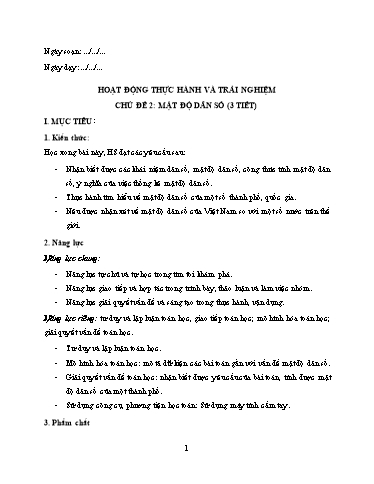 Bài giảng Toán 9 (Cánh diều) - Chủ đề 2: Mật độ dân số - Trường THCS Nguyễn Chuyên Mỹ