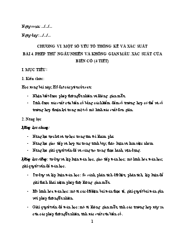 Bài giảng Toán 9 (Cánh diều) - Chương 6 - Bài 4: Phép thử ngẫu nhiên và không gina mẫu, xác suất của biến cố - Trường THCS Nguyễn Chuyên Mỹ