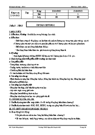 Bài giảng Toán 9 - Tuần 8 - Tiết 15: Ôn tập chương 1 - Năm học 2023-2024 - Trịnh Hồng Hạnh