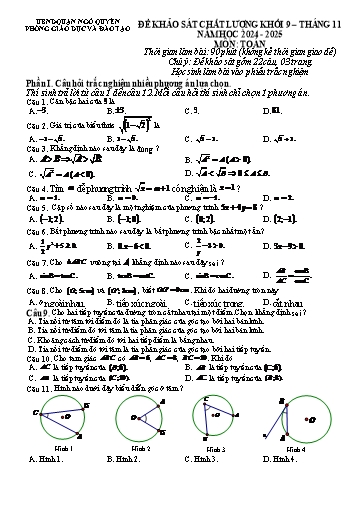Đề khảo sát chất lượng khối 9 môn Toán - Năm học 2024-2025 - PGD&ĐT Ngô Quyền