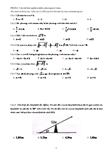 Đề kiểm tra khảo sát chất lượng Toán 9 - Trường THCS Nguyễn Chuyên Mỹ