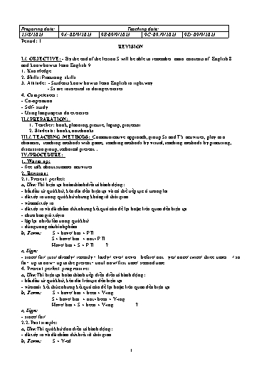 Giáo án Tiếng Anh 9 (Global Success) - Revision - Năm học 2023-2024 - Trường THCS Nguyễn Chuyên Mỹ