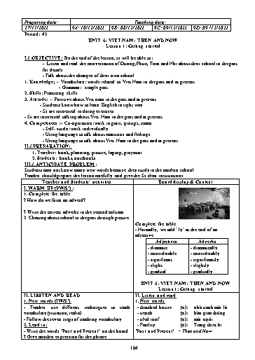 Giáo án Tiếng Anh 9 (Global Success) - Unit 6: Viet Nam Then and now - Năm học 2022-2023 - Trường THCS Nguyễn Chuyên Mỹ