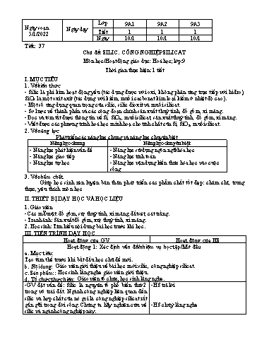 Kế hoạch bài dạy Hóa học 9 - Học kì 2 - Năm học 2021-2022 - Nguyễn Thị Thanh Thúy