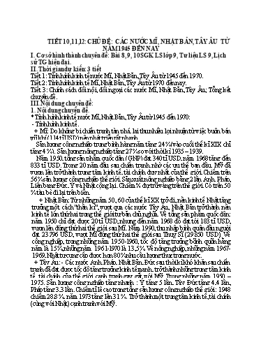 Kế hoạch bài dạy Lịch sử 9 (Kết nối tri thức) - Chủ đề: Các nước Mĩ, Nhật Bản, Tây Âu từ năm 1945 đến nay - Trường THCS Nguyễn Chuyên Mỹ
