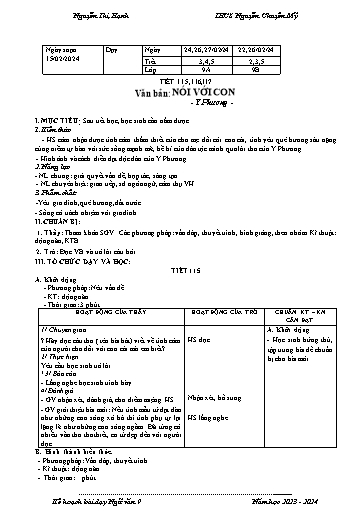Kế hoạch bài dạy Ngữ văn 9 - Tiết 115-117: Văn bản Nói với con - Năm học 2023-2024 - Nguyễn Thị Hạnh