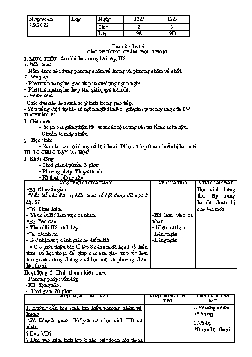 Kế hoạch bài dạy Ngữ văn 9 - Tuần 2 - Tiết 6: Các phương châm hội thoại - Năm học 2022-2023 - Trường THCS Nguyễn Chuyên Mỹ