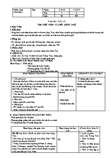 Kế hoạch bài dạy Ngữ văn 9 - Tuần 35 - Tiết 171: Thơ chữ nôm và chữ quốc ngữ - Năm học 2022-2023 - Trường THCS Nguyễn Chuyên Mỹ