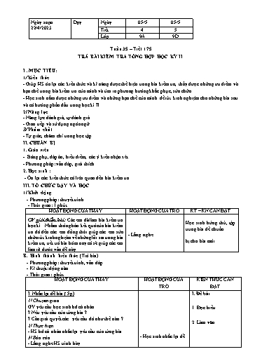 Kế hoạch bài dạy Ngữ văn 9 - Tuần 35 - Tiết 175: Trả bài kiểm tra tổng hợp học kỳ 2 - Năm học 2022-2023 - Trường THCS Nguyễn Chuyên Mỹ