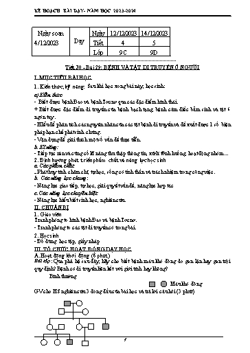 Kế hoạch bài dạy Sinh học 9 - Tiết 30 - Bài 29: Bệnh và tật di truyền ở người - Năm học 2023-2024 - Trường THCS Nguyễn Chuyên Mỹ