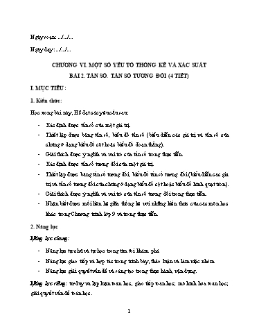 Kế hoạch bài dạy Toán 9 (Cánh diều) - Chương 6 - Bài 2: Tần số. Tần số tương đối - Năm học 2024-2025 - Trường THCS Nguyễn Chuyên Mỹ
