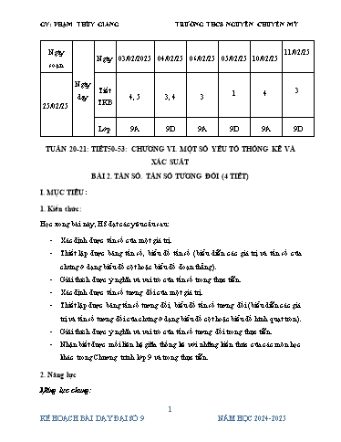Kế hoạch bài dạy Toán 9 - Chương 5 - Bài 3: Tiếp tuyến của đường tròn - Năm học 2024-2025 - Phạm Thùy Giang